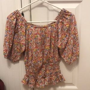 Floral puffy shoulder top Loft